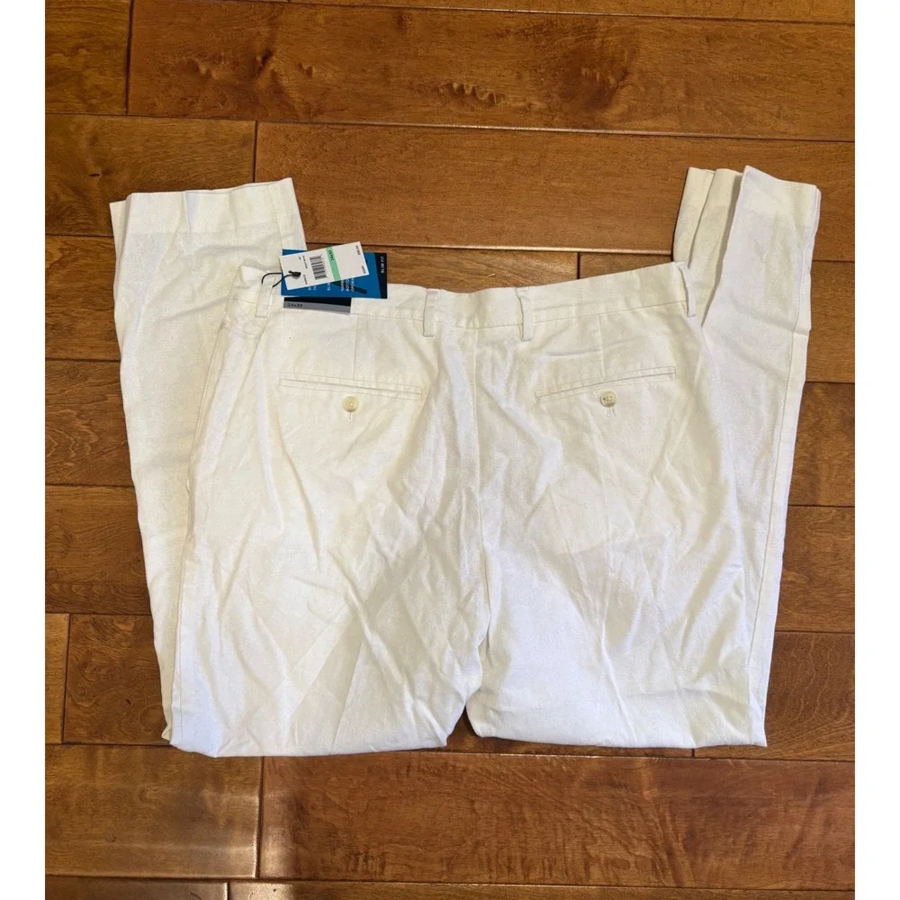 Perry Ellis Portfolio Mens Slim Fit Dress Pants Bright White 34x30 5KM89023